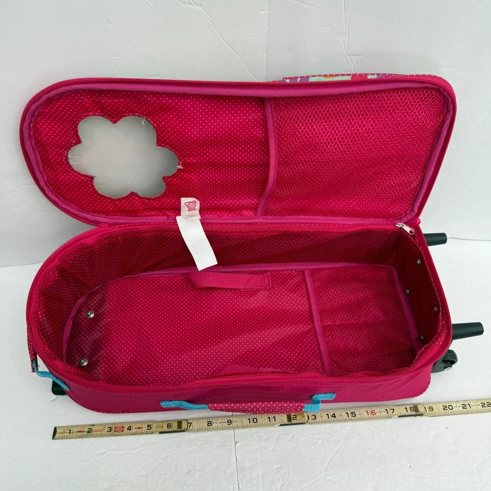My Life As Doll Carrier Carrying Case Pink Floral Rolling Suitcase Travel Bag